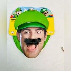 Nwt Super Mario Brothers Luigi: Adult Costume Accessory Kit-Hat and Mustache Set